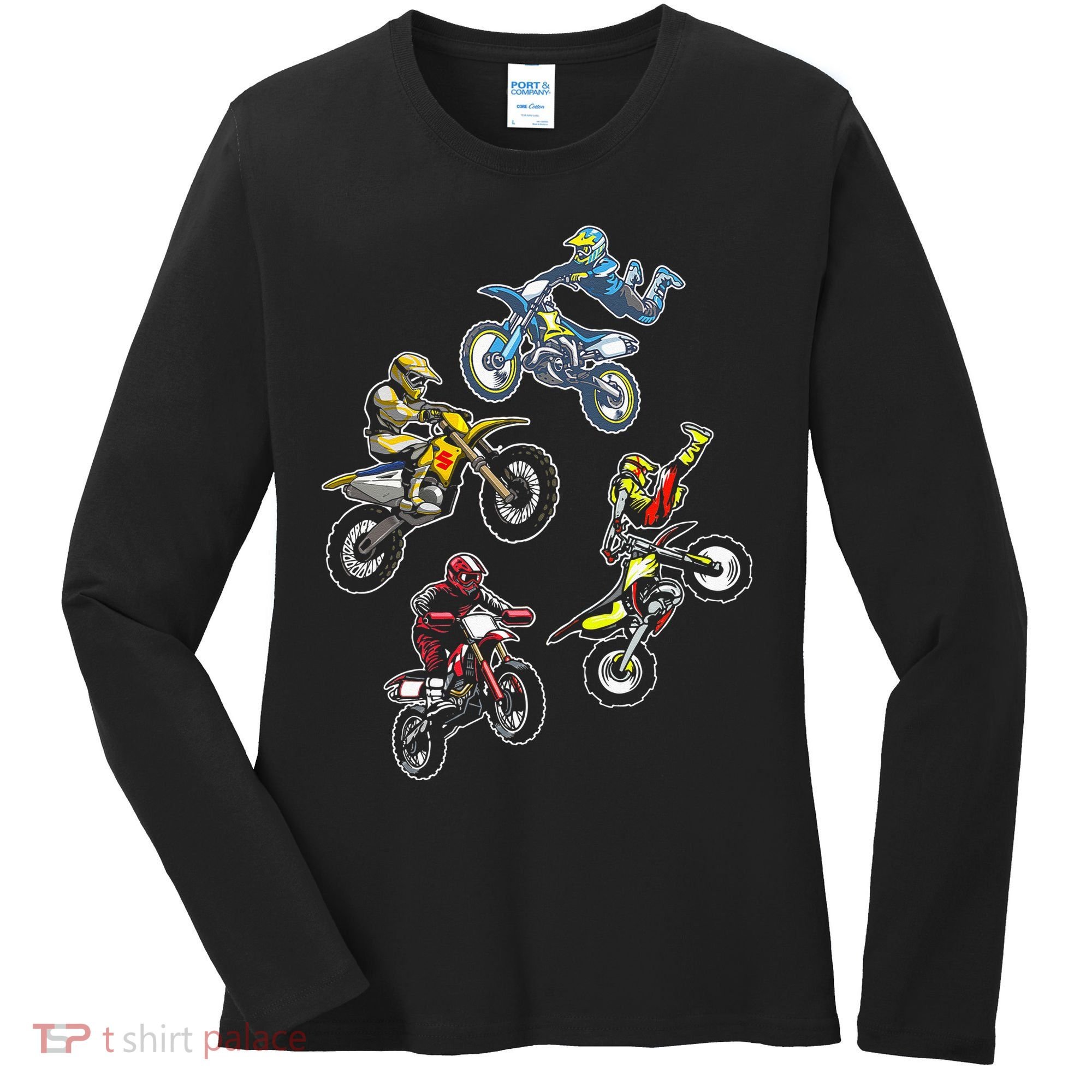 Retro Dirt Bike Motocross Women's Long Sleeve Shirt