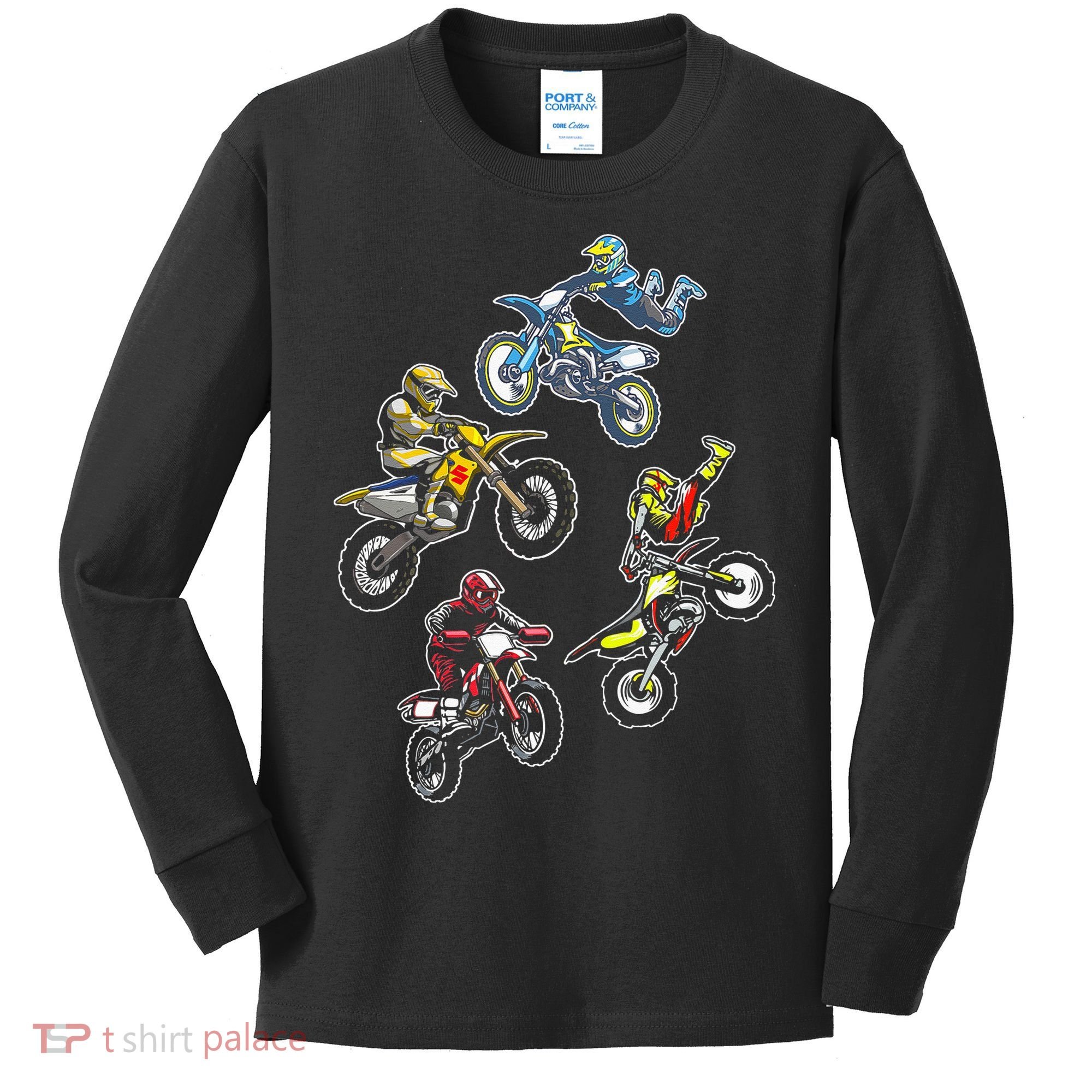 Retro Dirt Bike Motocross Kids Long Sleeve Shirt
