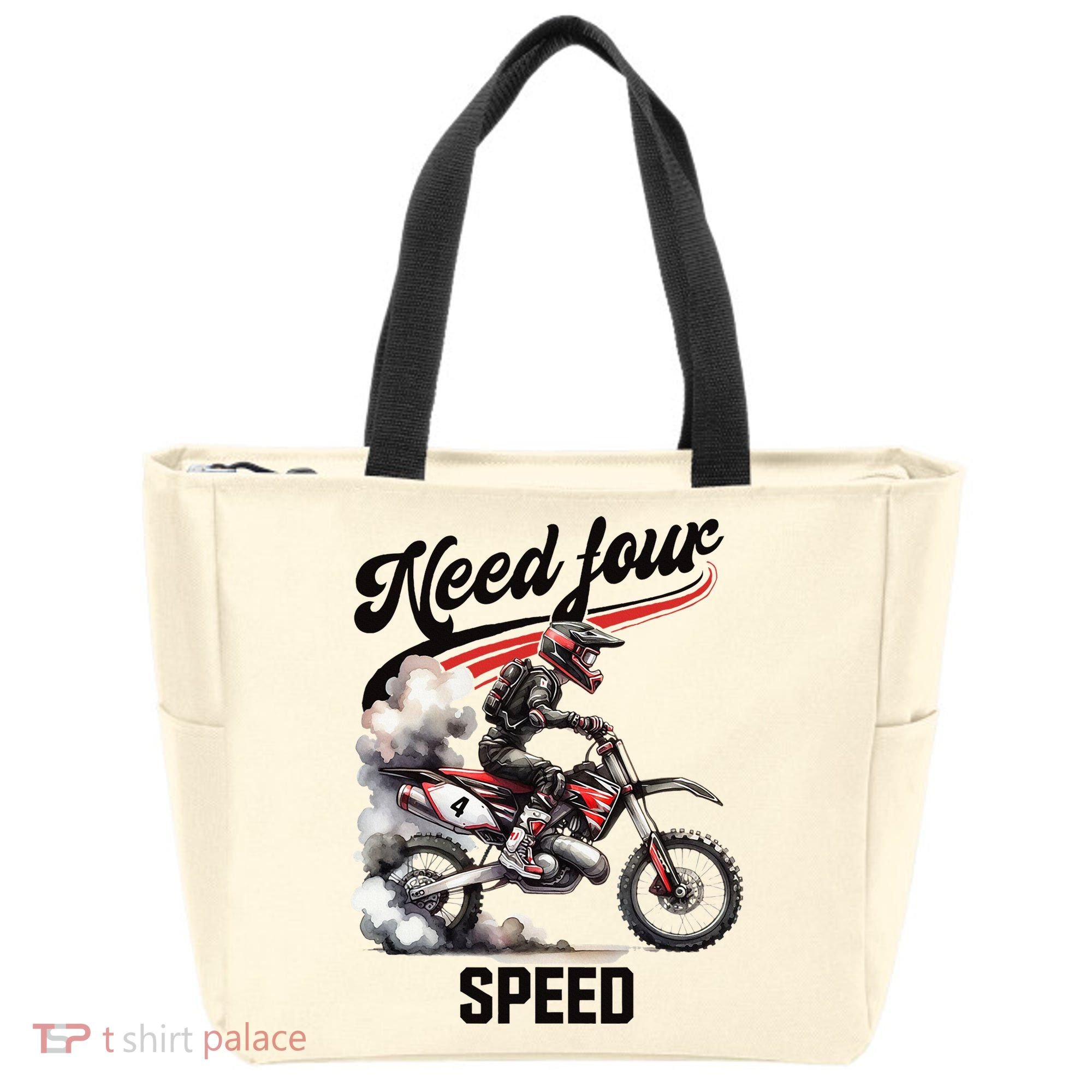 Retro Dirt Bike 4th Birthday Need Four Speed Tote Bag