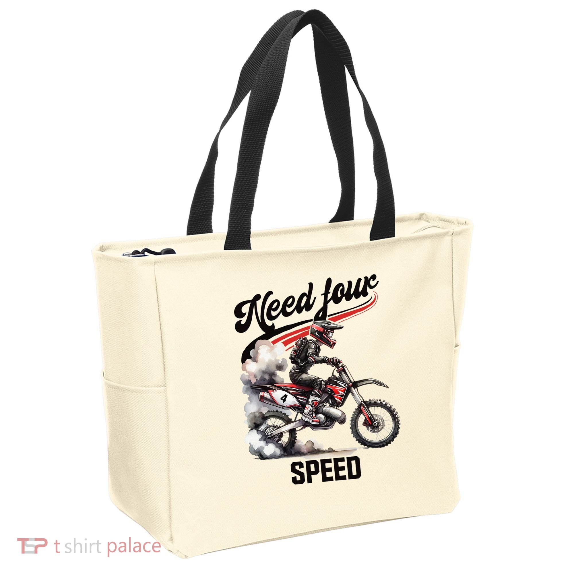 Retro Dirt Bike 4th Birthday Need Four Speed Tote Bag
