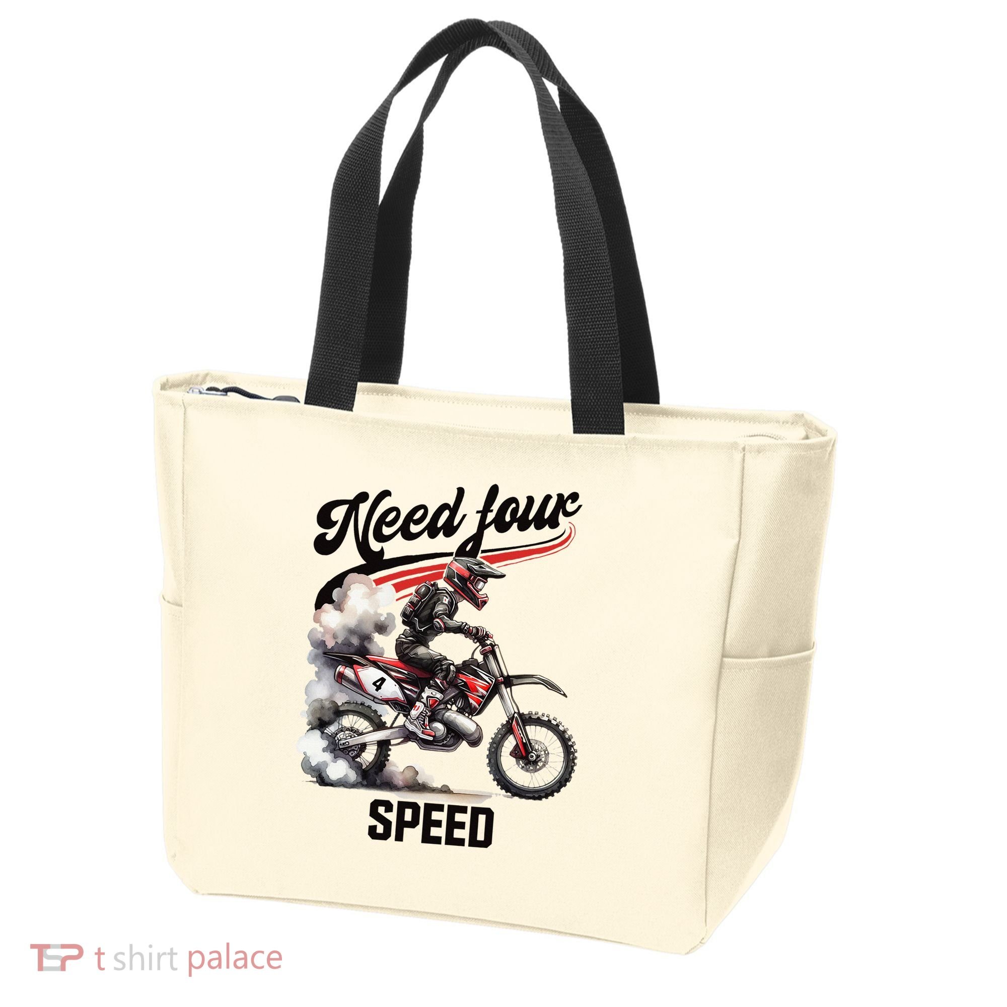 Retro Dirt Bike 4th Birthday Need Four Speed Tote Bag