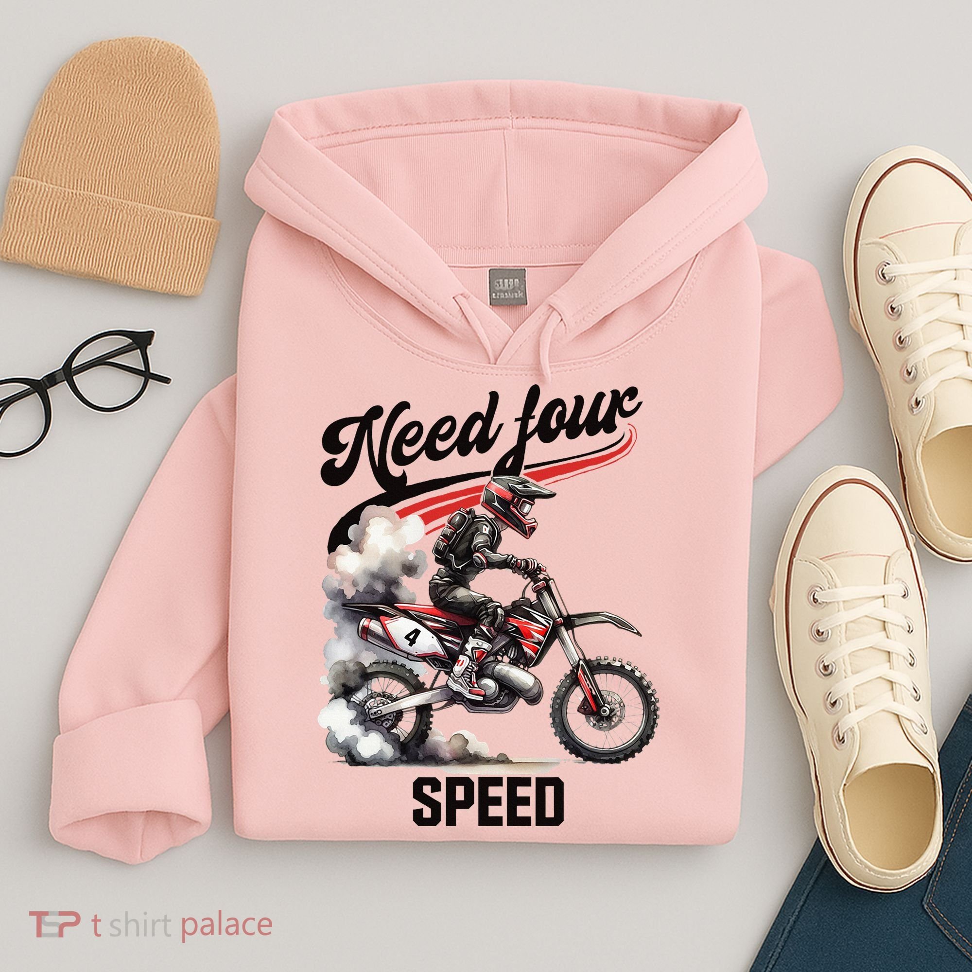 Retro Dirt Bike 4th Birthday Need Four Speed Hoodie