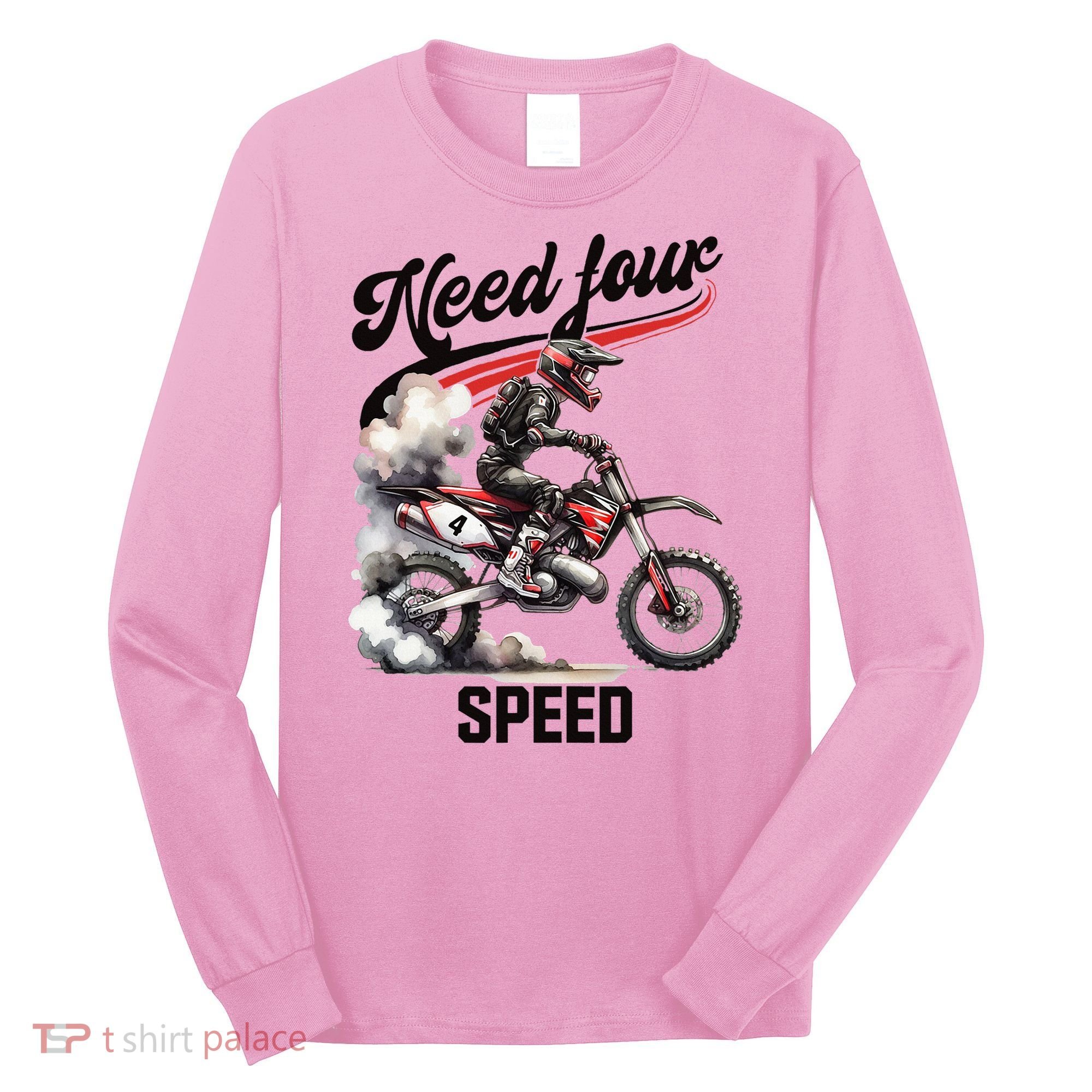 Retro Dirt Bike 4th Birthday Need Four Speed Long Sleeve Shirt