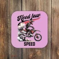 Retro Dirt Bike 4th Birthday Need Four Speed Coaster thumb 0