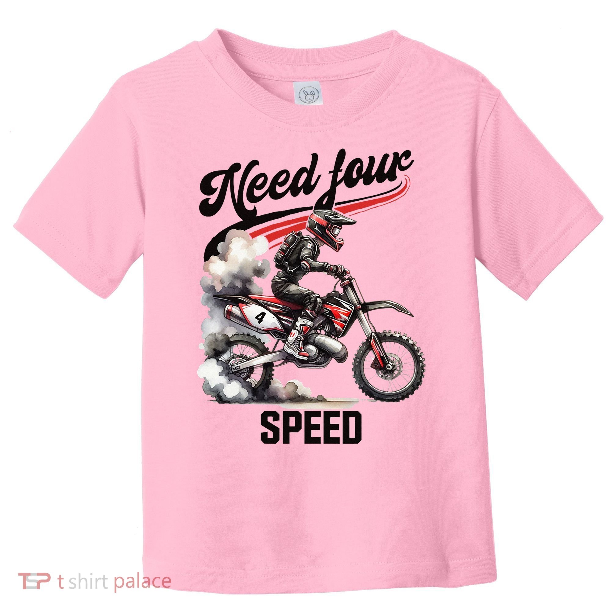Retro Dirt Bike 4th Birthday Need Four Speed Toddler T-Shirt
