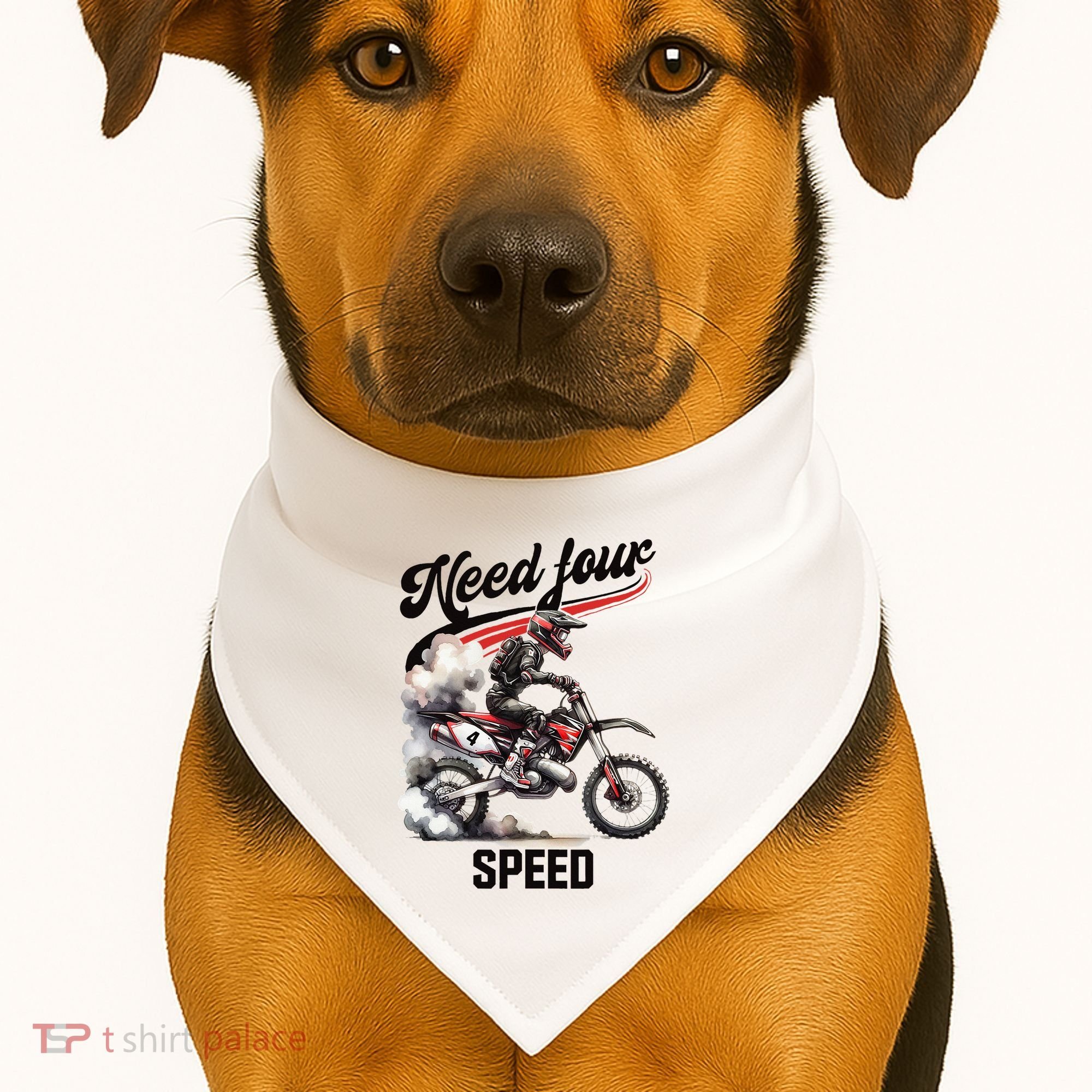 Retro Dirt Bike 4th Birthday Need Four Speed USA-Made Doggie Bandana