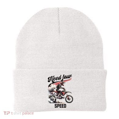 Retro Dirt Bike 4th Birthday Need Four Speed Beanie