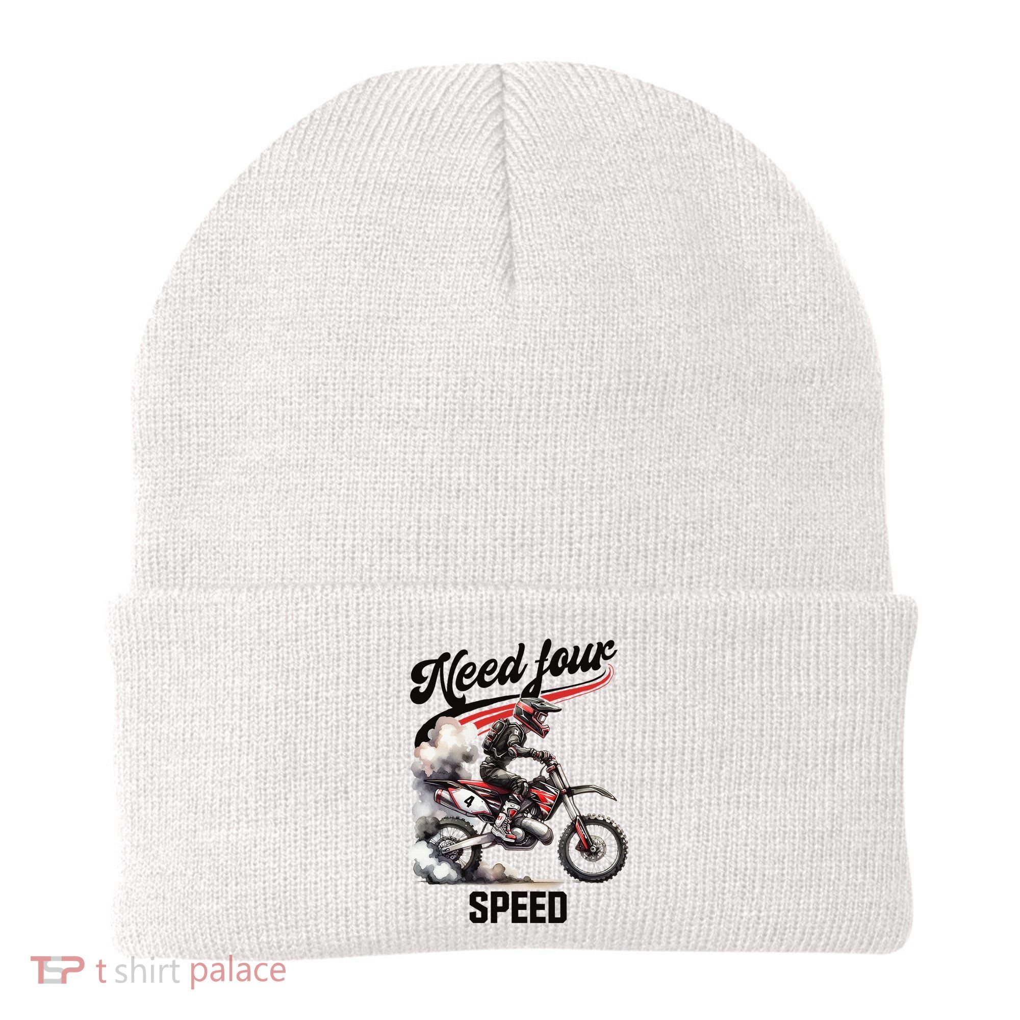 Retro Dirt Bike 4th Birthday Need Four Speed Beanie