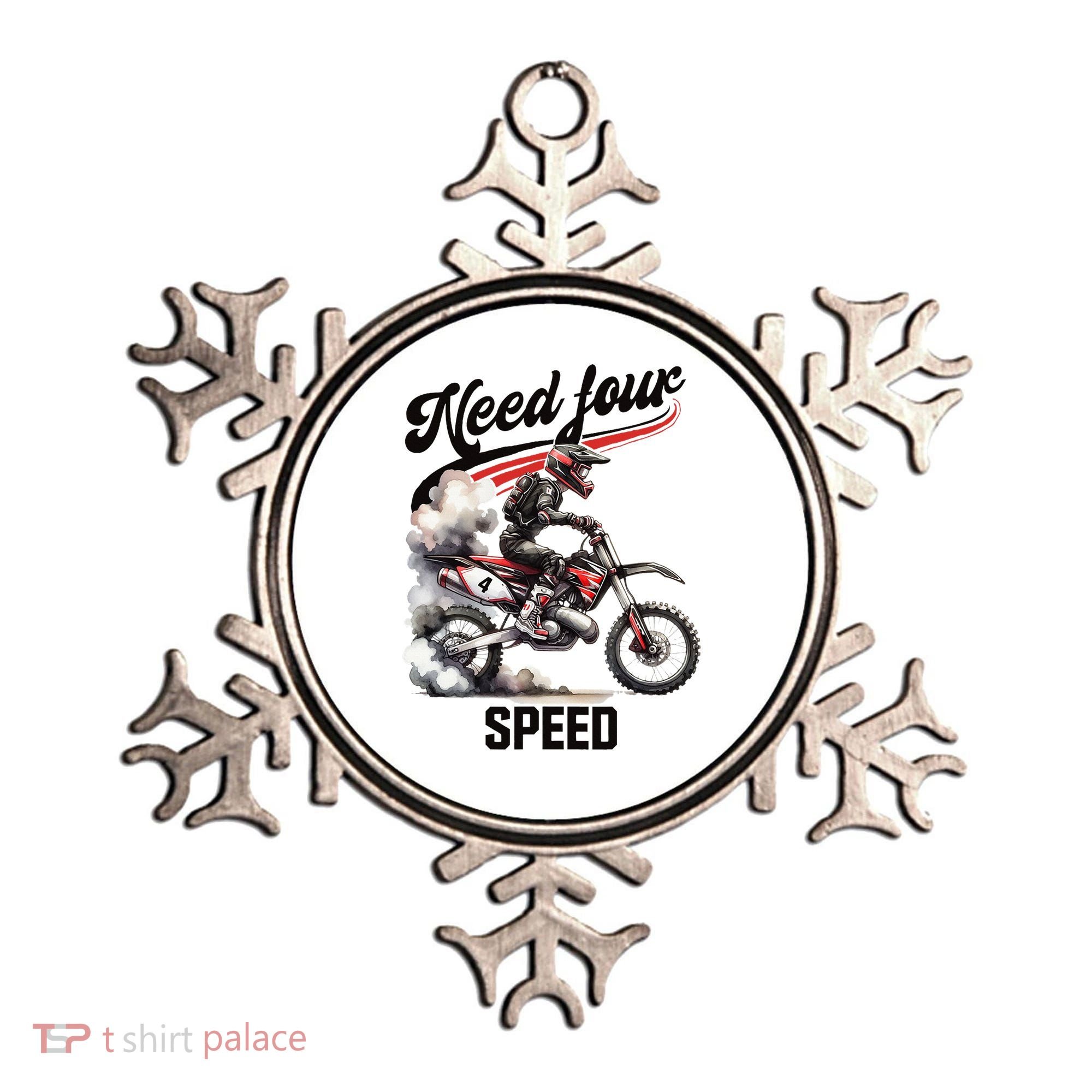 Retro Dirt Bike 4th Birthday Need Four Speed Ornament