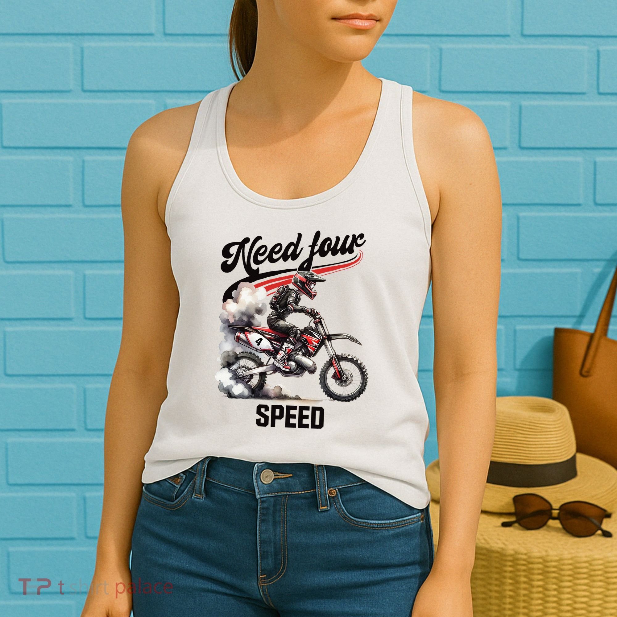 Retro Dirt Bike 4th Birthday Need Four Speed Women's Tank Top