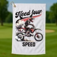 Retro Dirt Bike 4th Birthday Need Four Speed Golf Towel thumb 1