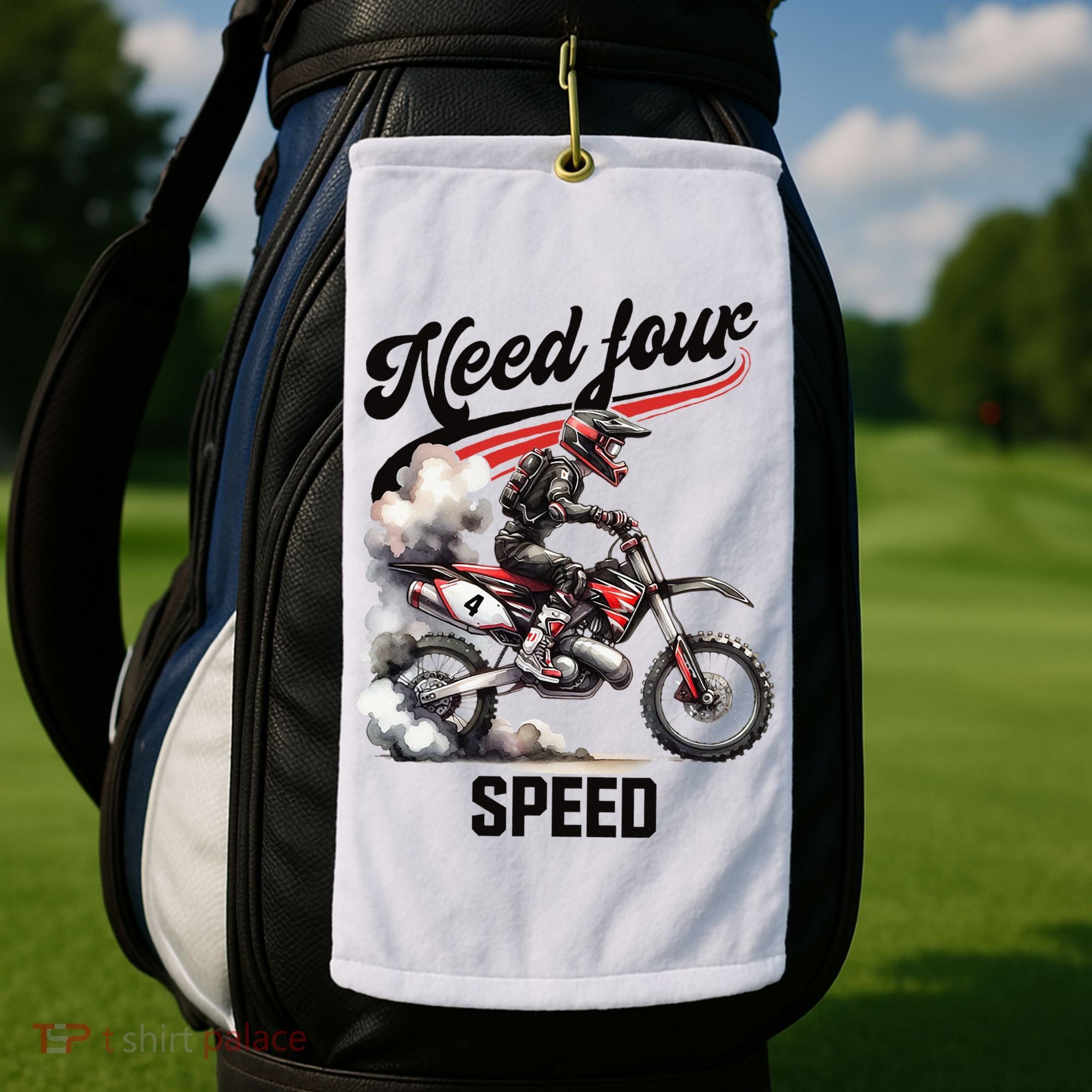 Retro Dirt Bike 4th Birthday Need Four Speed Golf Towel