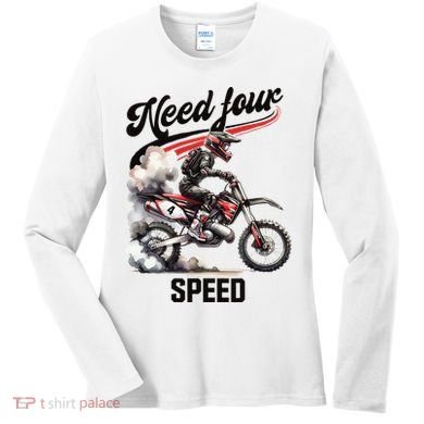 Retro Dirt Bike 4th Birthday Need Four Speed Women's Long Sleeve Shirt