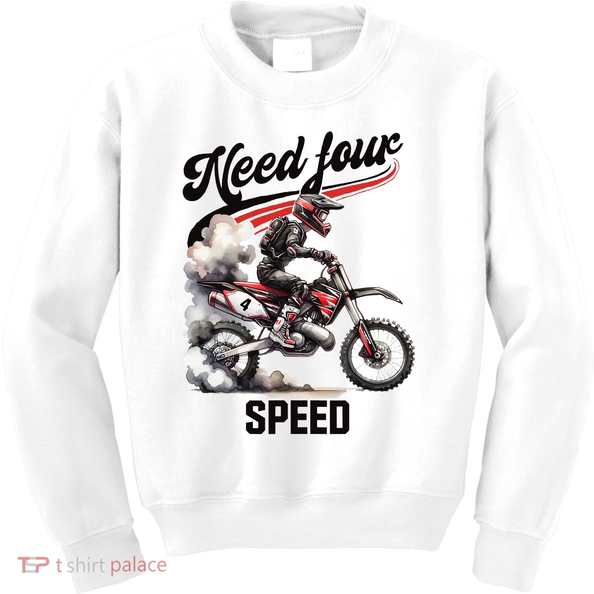Retro Dirt Bike 4th Birthday Need Four Speed Kids Sweatshirt