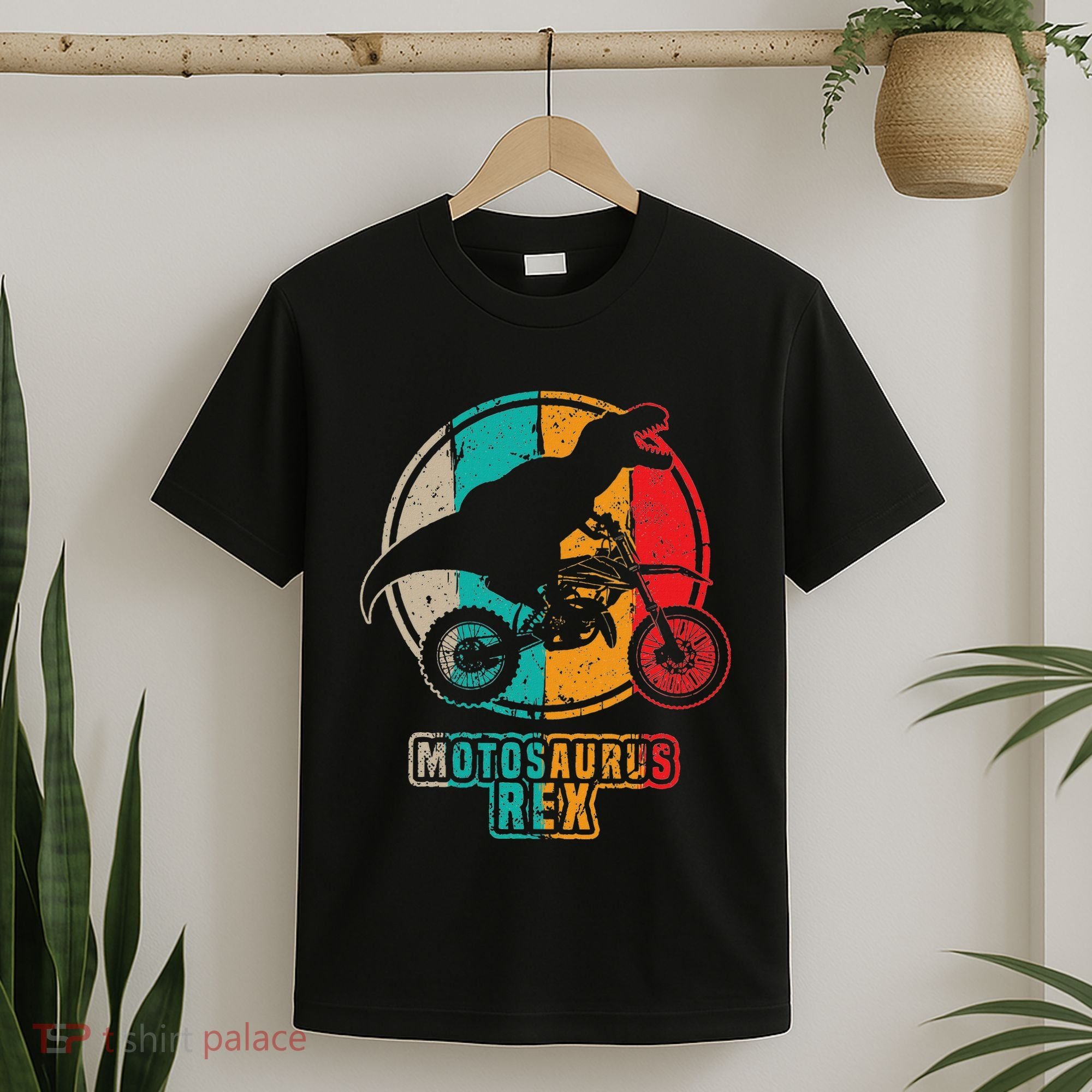 Retro Dirt Bike Motosaurus Motocross Dinosaur Dirtbike Dino T-Shirt