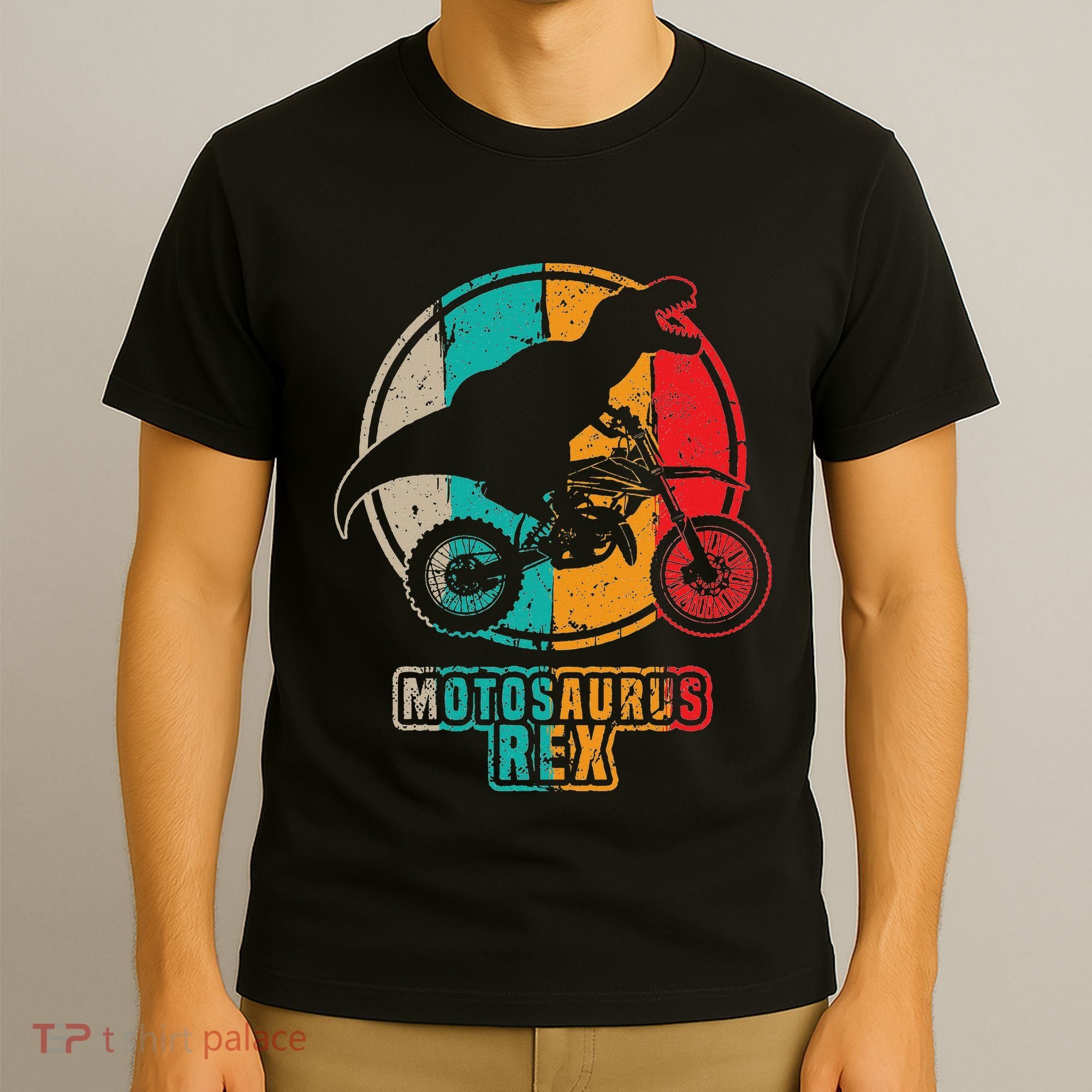 Retro Dirt Bike Motosaurus Motocross Dinosaur Dirtbike Dino T-Shirt
