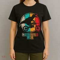 Retro Dirt Bike Motosaurus Motocross Dinosaur Dirtbike Dino T-Shirt thumb 4