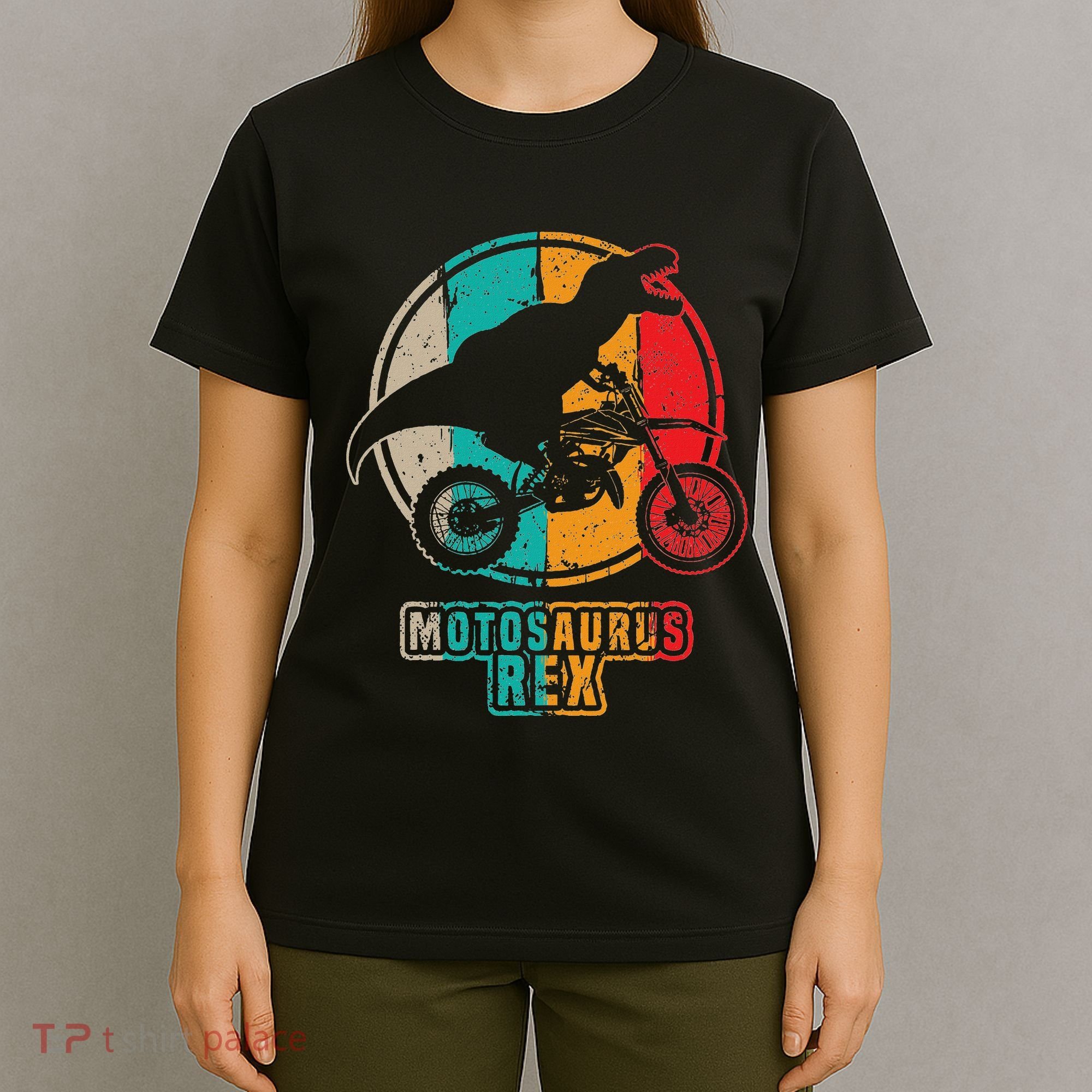 Retro Dirt Bike Motosaurus Motocross Dinosaur Dirtbike Dino T-Shirt