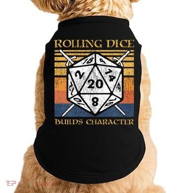 Rolling Dice Builds Character Funny Rpg Tabletop Gamer Doggie Tank