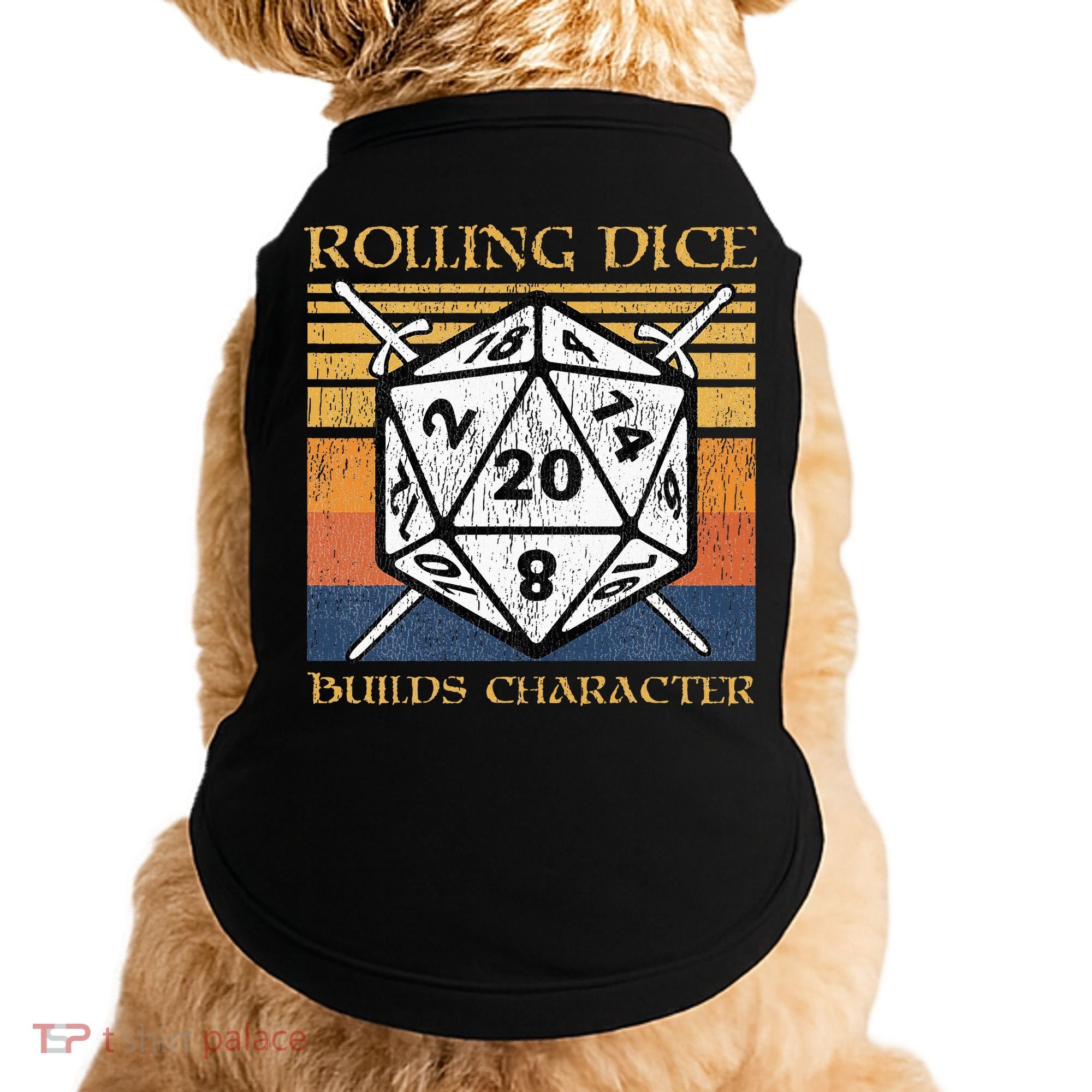 Rolling Dice Builds Character Funny Rpg Tabletop Gamer Doggie Tank