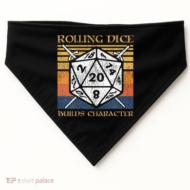 Rolling Dice Builds Character Funny Rpg Tabletop Gamer USA-Made Doggie Bandana