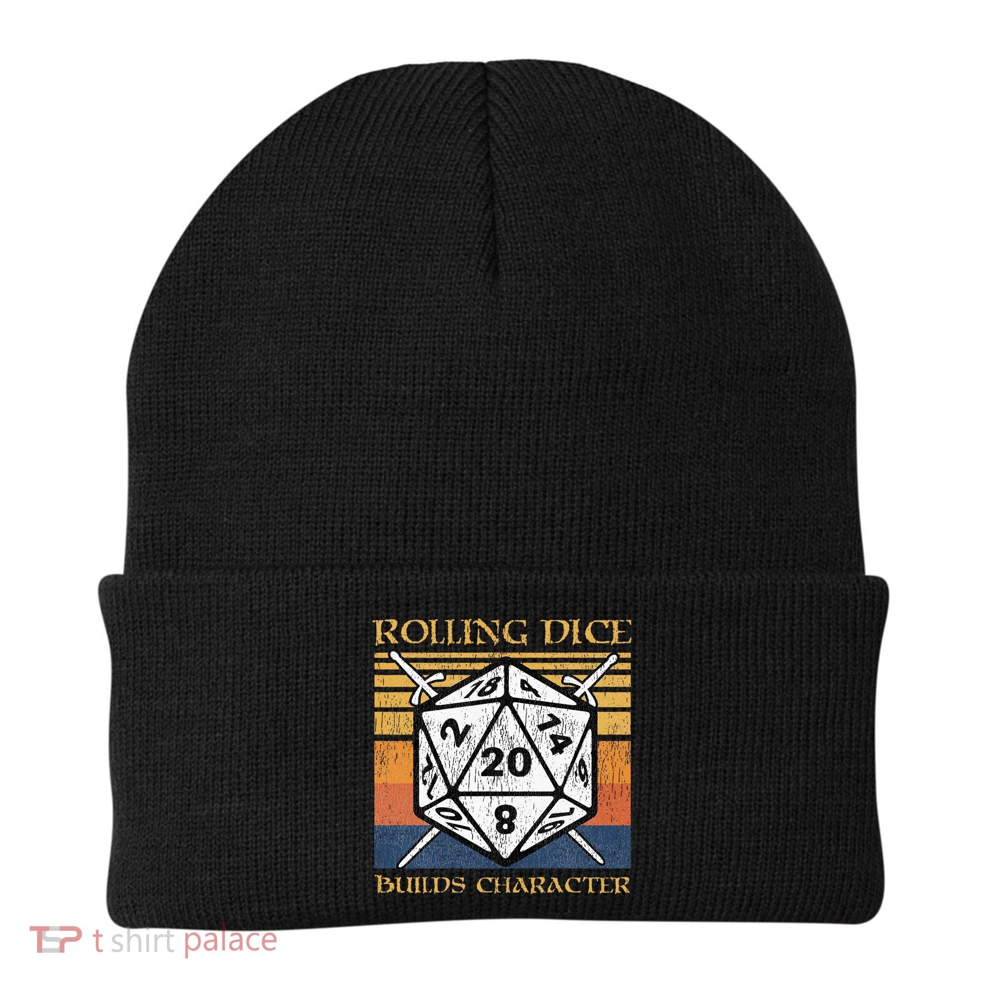 Rolling Dice Builds Character Funny Rpg Tabletop Gamer Beanie