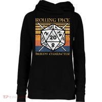 Rolling Dice Builds Character Funny Rpg Tabletop Gamer Womens Funnel Neck Pullover Hood thumb 0
