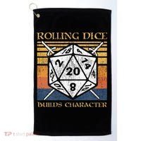 Rolling Dice Builds Character Funny Rpg Tabletop Gamer Golf Towel thumb 0