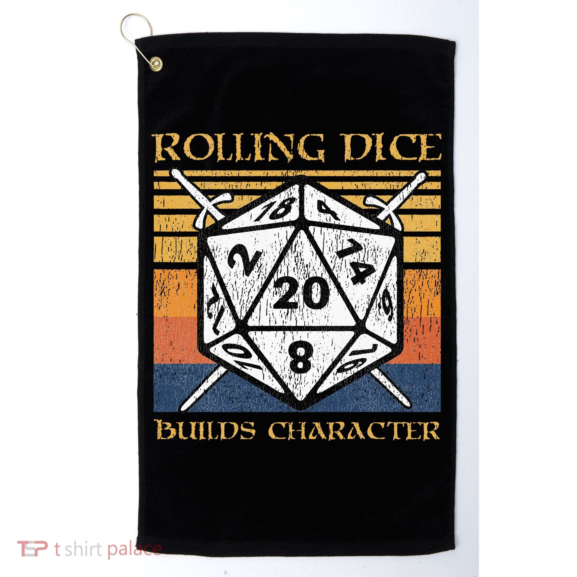 Rolling Dice Builds Character Funny Rpg Tabletop Gamer Golf Towel