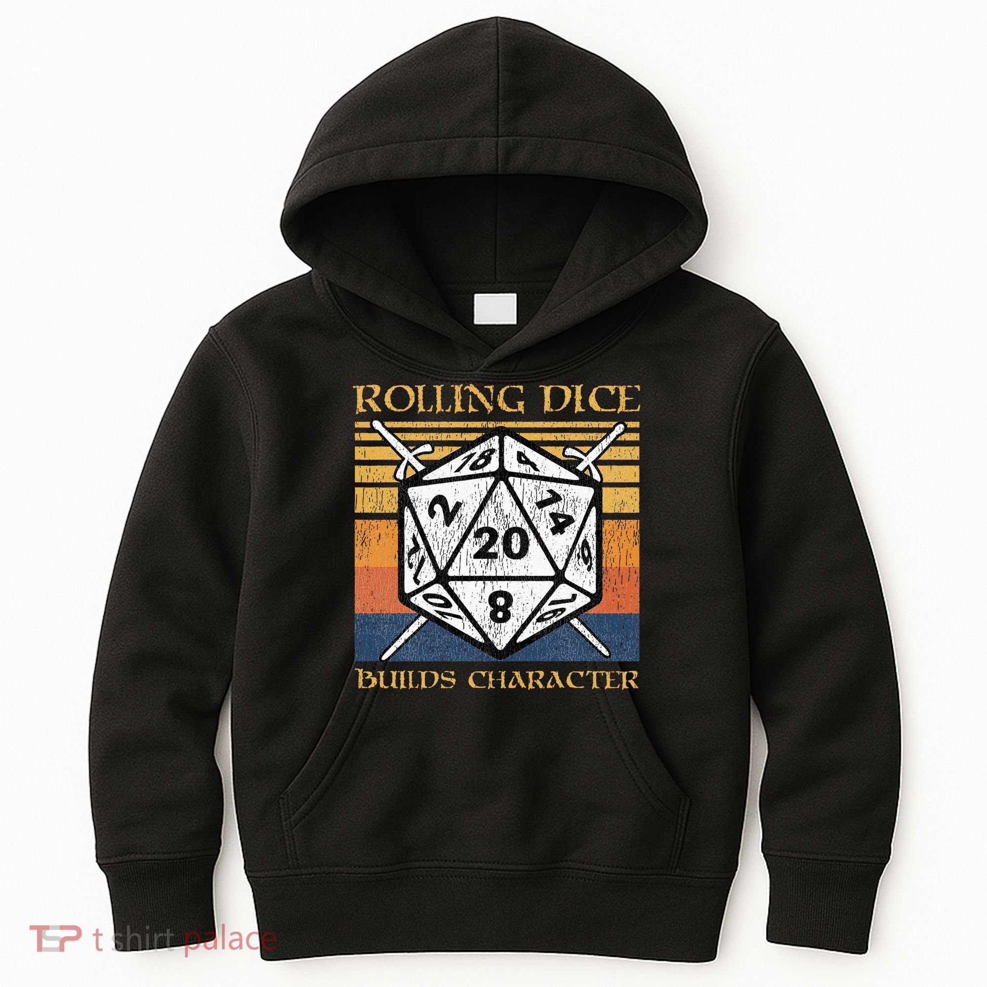 Rolling Dice Builds Character Funny Rpg Tabletop Gamer Kids Hoodie