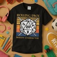 Rolling Dice Builds Character Funny Rpg Tabletop Gamer Kids T-Shirt thumb 3