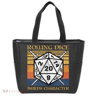 Rolling Dice Builds Character Funny Rpg Tabletop Gamer Tote Bag