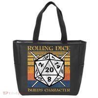 Rolling Dice Builds Character Funny Rpg Tabletop Gamer Tote Bag thumb 0