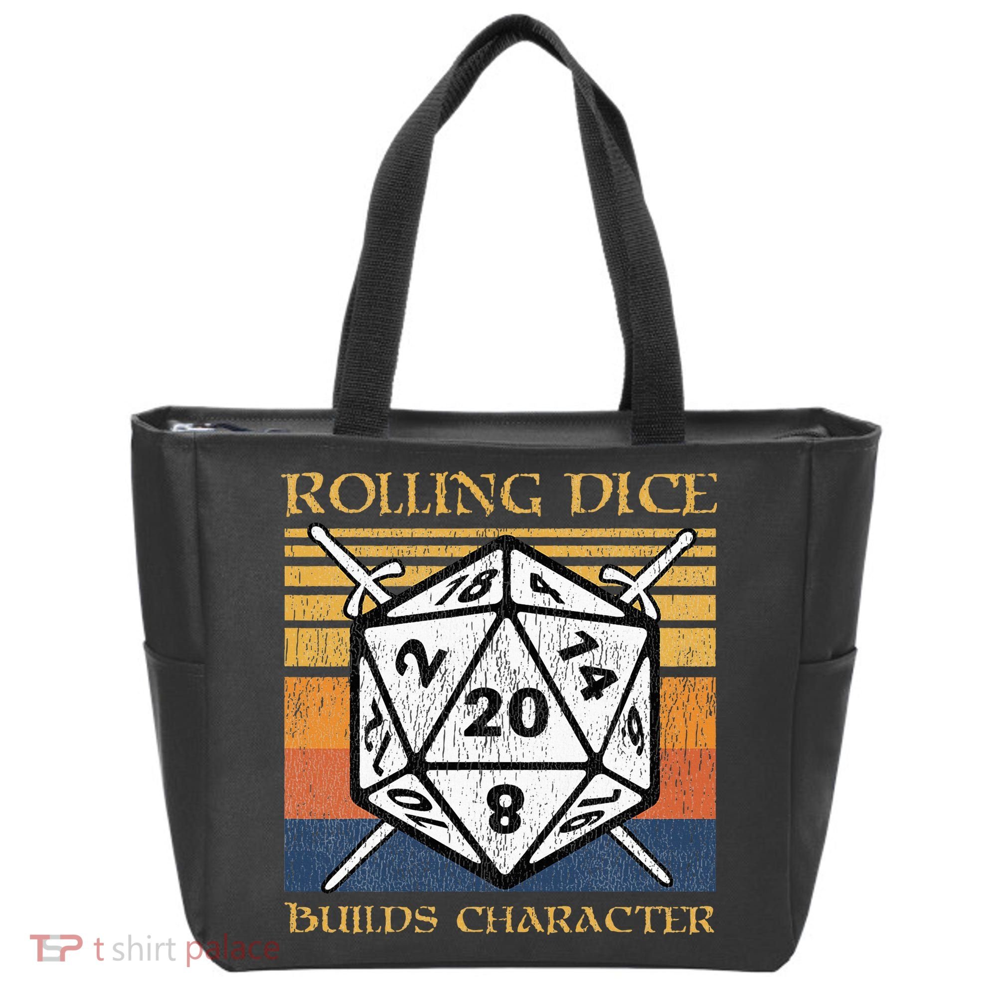 Rolling Dice Builds Character Funny Rpg Tabletop Gamer Tote Bag