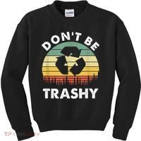 Retro Don't Be Trashy Recycle Save The Environment Earth Day Kids Sweatshirt thumb 0