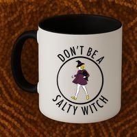 Retro DonT Be A Salty Witch Funny Halloween Girl Coffee Mug thumb 2