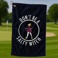 Retro DonT Be A Salty Witch Funny Halloween Girl Golf Towel thumb 1
