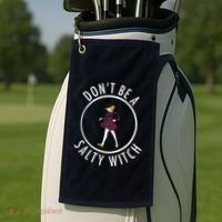 Retro DonT Be A Salty Witch Funny Halloween Girl Golf Towel thumb 2