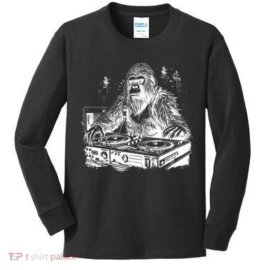 Realistic DJ Bigfoot Kids Long Sleeve Shirt