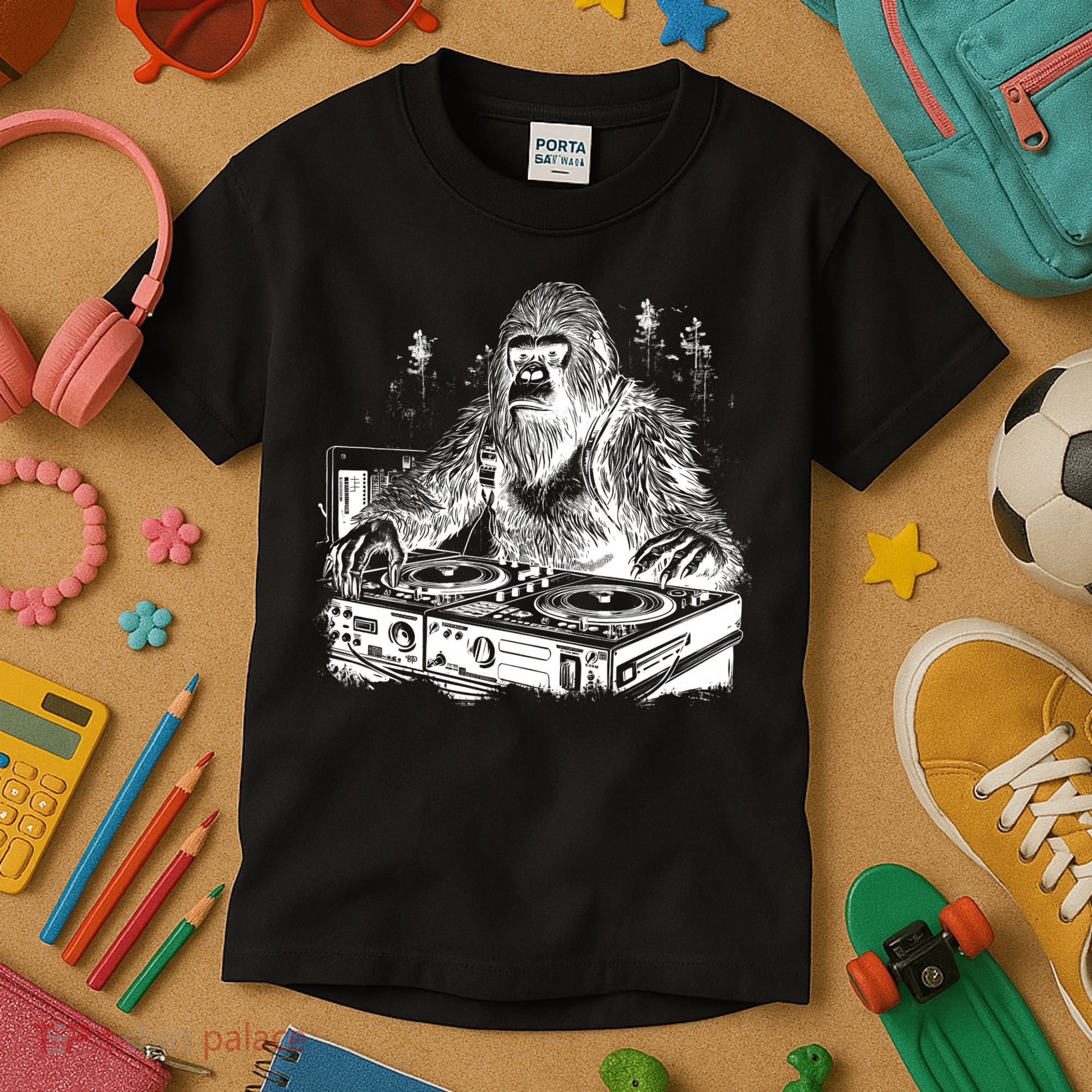Realistic DJ Bigfoot Kids T-Shirt