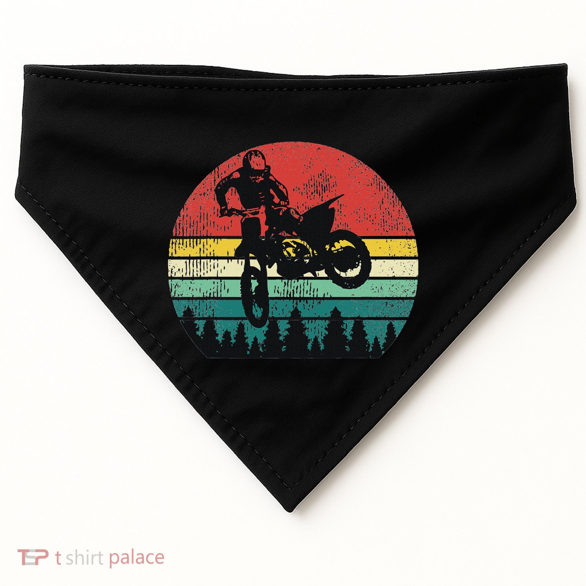 Retro Dirt Bike Motocross Motorcyclist Gift USA-Made Doggie Bandana