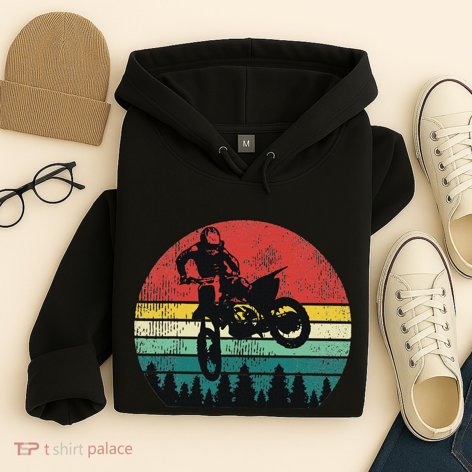 Retro Dirt Bike Motocross Motorcyclist Gift Hoodie