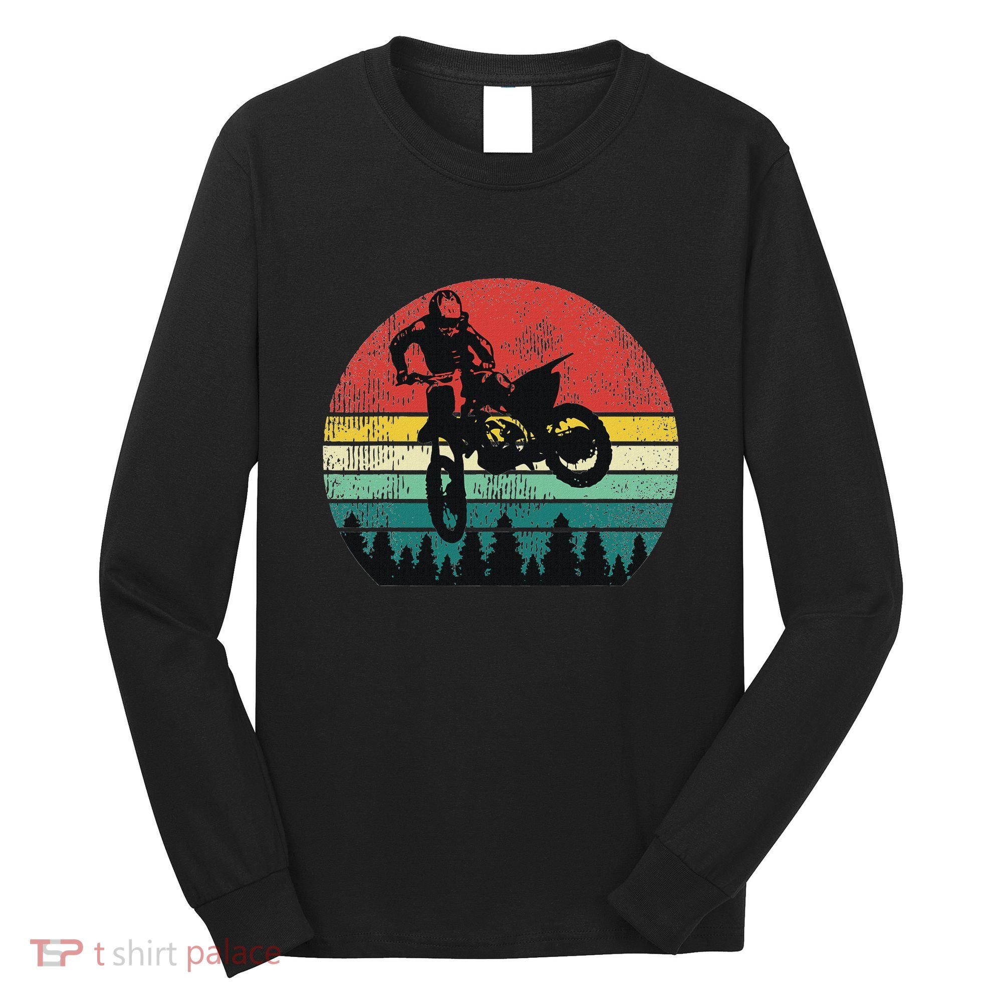 Retro Dirt Bike Motocross Motorcyclist Gift Long Sleeve Shirt