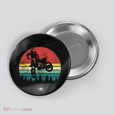 Retro Dirt Bike Motocross Motorcyclist Gift Button