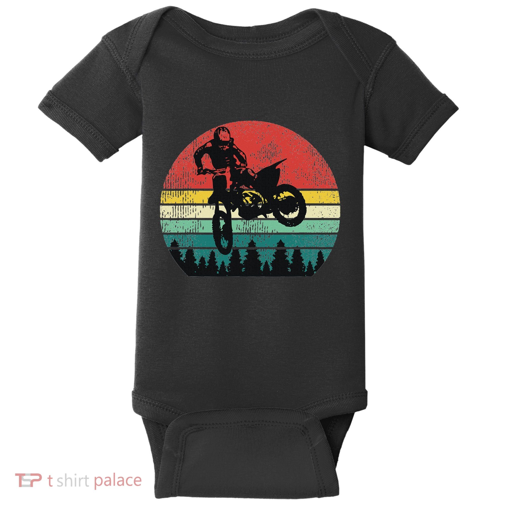 Retro Dirt Bike Motocross Motorcyclist Gift Baby Bodysuit