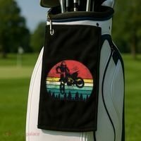 Retro Dirt Bike Motocross Motorcyclist Gift Golf Towel thumb 2