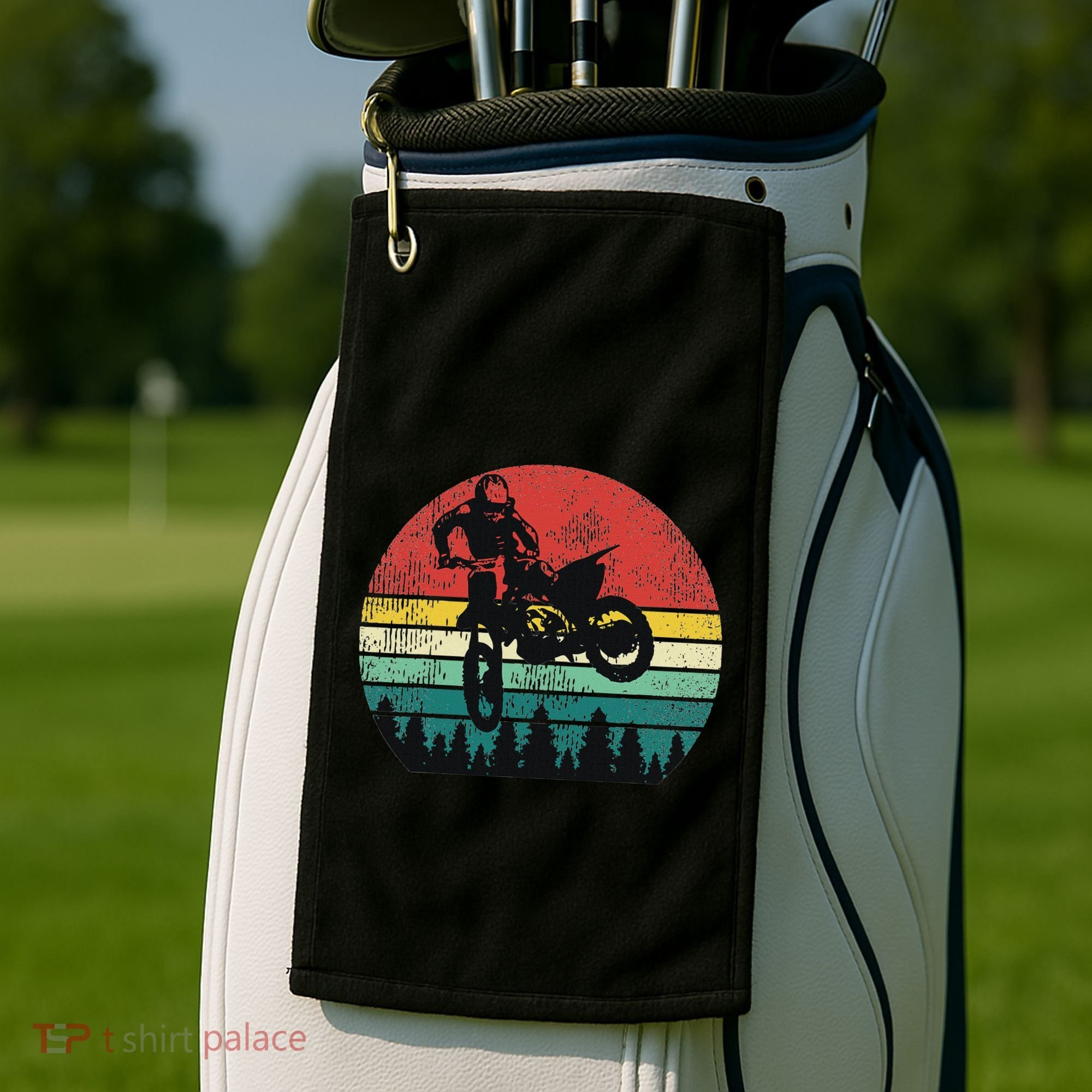 Retro Dirt Bike Motocross Motorcyclist Gift Golf Towel