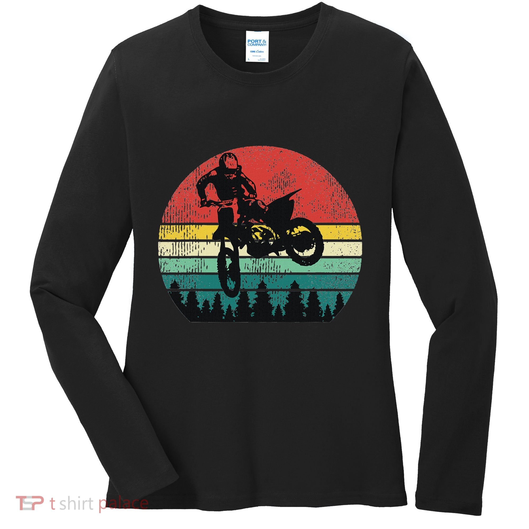 Retro Dirt Bike Motocross Motorcyclist Gift Women's Long Sleeve Shirt
