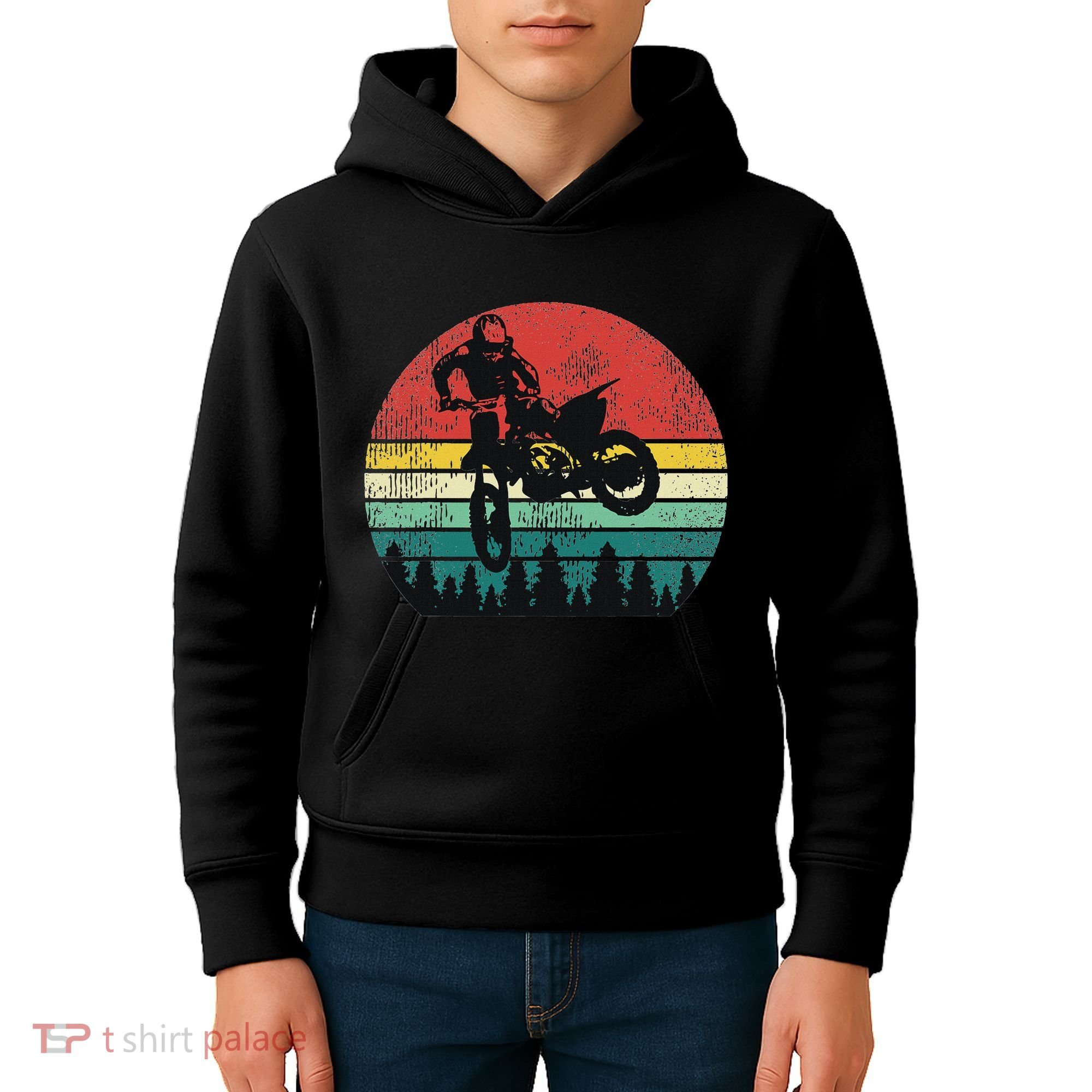 Retro Dirt Bike Motocross Motorcyclist Gift Kids Hoodie