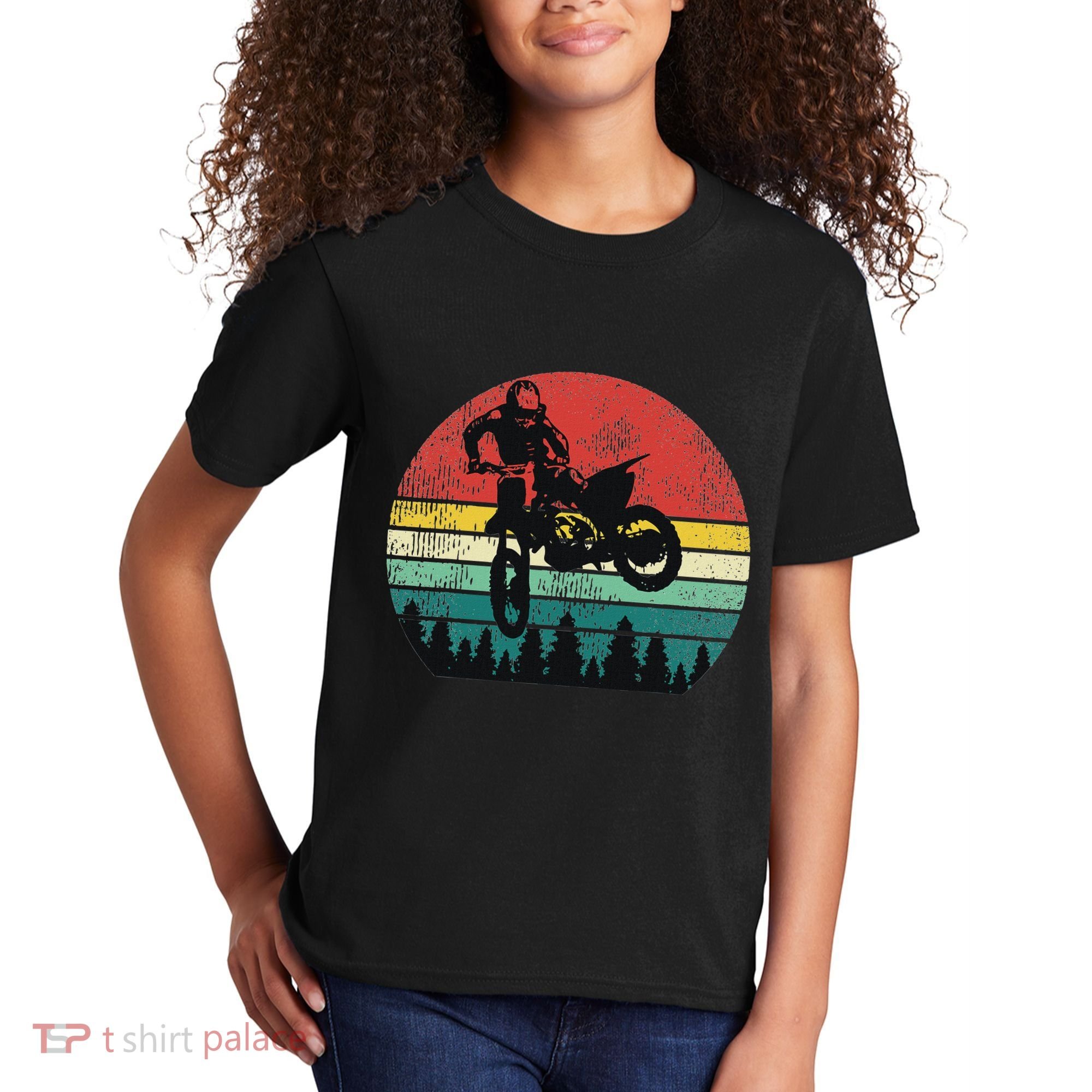 Retro Dirt Bike Motocross Motorcyclist Gift Kids T-Shirt